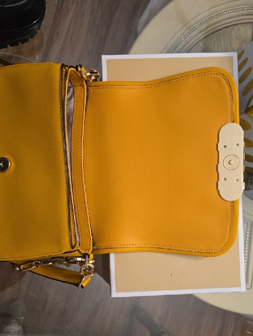 Michael Kors Yellow Suede-Accent Crossbody Bag - Picture 7 of 11